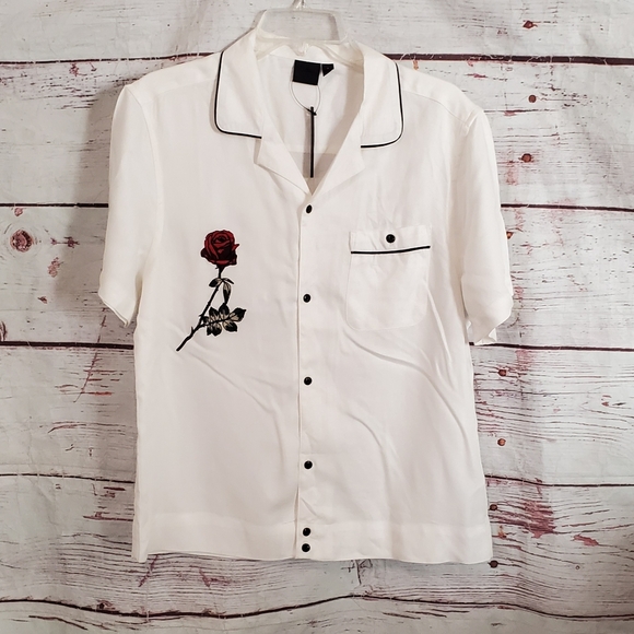 ASOS Other - ASOS Embroidered Rose Retro Look Shirt NWT Sz M